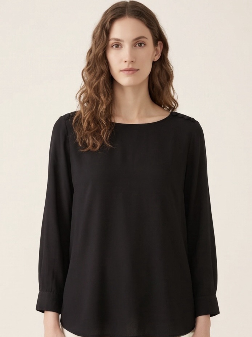 Gap LS Button SHLD Button Shoulder Blouse in Black Size XS Like New